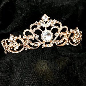 Tiara Rose Gold CZ Crystals Tiara  Crown